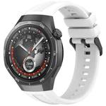 For Huawei Watch GT 5 Pro 46mm Black Steel Buckle Liquid Silicone Watch Band(White)