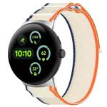 For Google Pixel Watch 3 41mm Nylon Woven Hook and Loop Fastener Watch Band(Orange Creamy White)