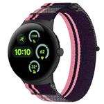 For Google Pixel Watch 3 41mm Nylon Woven Hook and Loop Fastener Watch Band(Pink Purple)