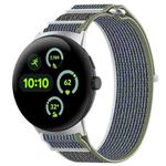 For Google Pixel Watch 3 41mm Nylon Woven Hook and Loop Fastener Watch Band(Green Gray)