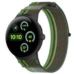 For Google Pixel Watch 3 41mm Nylon Woven Hook and Loop Fastener Watch Band(Blackish Green)