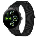 For Google Pixel Watch 3 45mm Nylon Woven Hook and Loop Fastener Watch Band(Black Gray)