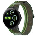 For Google Pixel Watch 3 45mm Nylon Woven Hook and Loop Fastener Watch Band(Blackish Green)