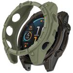 For Garmin Fenix 8 MIP 51mm Solar Armour Hollow TPU Half Coverage Watch Case Solar Version(Jungle Green)