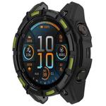 For Garmin Enduro 3 Armour Hollow TPU Half Coverage Watch Protective Case(Black Green)