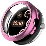For Google Pixel Watch Diamond Electroplated PC Half Coverage Watch Protective Case(Pink)