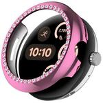 For Google Pixel Watch 3 45mm Diamond Electroplated PC Half Coverage Watch Protective Case(Pink)