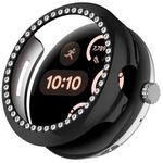 For Google Pixel Watch 3 45mm Diamond Electroplated PC Half Coverage Watch Protective Case(Black)