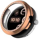 For Google Pixel Watch 3 45mm Diamond Electroplated PC Half Coverage Watch Protective Case(Rose Gold)