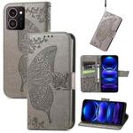 For HMD Skyline Butterfly Love Flower Embossed Leather Phone Case(Gray)