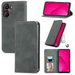 For vivo Y37 Retro Skin Feel Magnetic Flip Leather Phone Case(Grey)