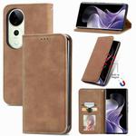 For vivo T3 Ultra Retro Skin Feel Magnetic Flip Leather Phone Case(Brown)