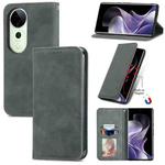 For vivo T3 Ultra Retro Skin Feel Magnetic Flip Leather Phone Case(Grey)