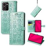 For HMD Skyline Cat and Dog Embossed Leather Phone Case(Green)