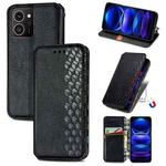 For HMD Skyline Cubic Grid Pressed Magnetic Leather Phone Case(Black)