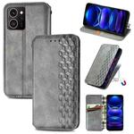 For HMD Skyline Cubic Grid Pressed Magnetic Leather Phone Case(Gray)