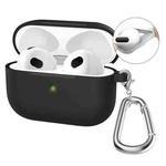 For Apple AirPods 4 2024 ENKAY Hat-Prince Thickened Silicone Case with Hook and Anti-lost Silicone Earbuds(Black)