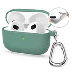 For Apple AirPods 4 2024 ENKAY Hat-Prince Thickened Silicone Case with Hook and Anti-lost Silicone Earbuds(Pine Needle Green)