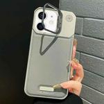For iPhone 11 Metal Holder Plain Leather MagSafe Phone Case(Grey)
