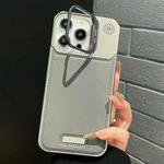 For iPhone 12 Pro Max Metal Holder Plain Leather MagSafe Phone Case(Grey)