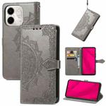 For Infinix Smart 9 Mandala Flower Embossed Leather Phone Case(Gray)