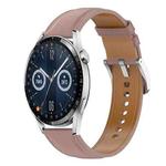 For Huawei Watch GT 3 42mm Stainless Steel Quick Release Buckle 20mm Genuine Leather Watch Band(Dark Pink)