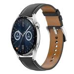 For Huawei Watch GT 3 42mm Stainless Steel Quick Release Buckle 20mm Genuine Leather Watch Band(Black)