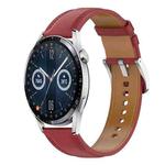 For Huawei Watch GT 3 42mm Stainless Steel Quick Release Buckle 20mm Genuine Leather Watch Band(Red)