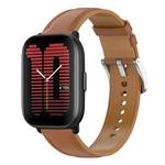 For Amazfit Active Stainless Steel Quick Release Buckle 20mm Genuine Leather Watch Band(Light Brown)