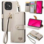 For Oukitel C53 Love Zipper Lanyard Leather Phone Case(Gray)