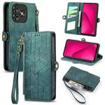 For Oukitel C53 Geometric Zipper Wallet Side Buckle Leather Phone Case(Green)