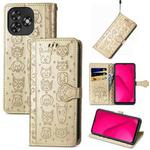 For Oukitel C53 Cat and Dog Embossed Leather Phone Case(Gold)