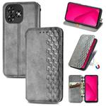 For Oukitel C53 Cubic Grid Pressed Magnetic Leather Phone Case(Gray)