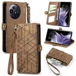 For TCL 50 Pro NxtPaper Geometric Zipper Wallet Side Buckle Leather Phone Case(Brown)