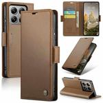 For Xiaomi 14T CaseMe 023 Butterfly Buckle Litchi Texture RFID Anti-theft Leather Phone Case(Brown)