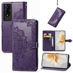 For TCL 50 5G Mandala Flower Embossed Leather Phone Case(Purple)