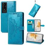 For TCL 50 5G Mandala Flower Embossed Leather Phone Case(Blue)