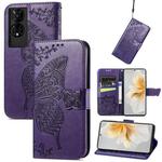 For TCL 50 5G Butterfly Love Flower Embossed Leather Phone Case(Purple)