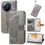 For TCL 50 Pro NxtPaper Butterfly Love Flower Embossed Leather Phone Case(Gray)