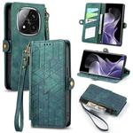 For Xiaomi Redmi Note 14 Pro+ 5G Geometric Zipper Wallet Side Buckle Leather Phone Case(Green)
