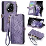 For Xiaomi Redmi Note 14 Pro+ 5G Geometric Zipper Wallet Side Buckle Leather Phone Case(Purple)
