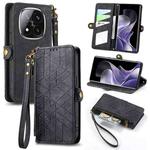 For Xiaomi Redmi Note 14 Pro+ 5G Geometric Zipper Wallet Side Buckle Leather Phone Case(Black)
