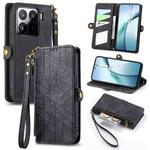 For Xiaomi 15 Geometric Zipper Wallet Side Buckle Leather Phone Case(Black)