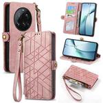 For Xiaomi 15 Ultra Geometric Zipper Wallet Side Buckle Leather Phone Case(Pink)