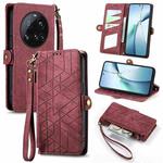 For Xiaomi 15 Ultra Geometric Zipper Wallet Side Buckle Leather Phone Case(Red)