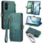 For Xiaomi Poco X7 Pro Geometric Zipper Wallet Side Buckle Leather Phone Case(Green)