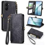 For Redmi Turbo 4 Geometric Zipper Wallet Side Buckle Leather Phone Case(Black)