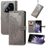 For Xiaomi Redmi Note 14 Pro+ 5G Mandala Flower Embossed Leather Phone Case(Gray)