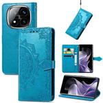 For Xiaomi Redmi Note 14 Pro+ 5G Mandala Flower Embossed Leather Phone Case(Blue)