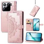 For Xiaomi 15 Mandala Flower Embossed Leather Phone Case(Rose Gold)